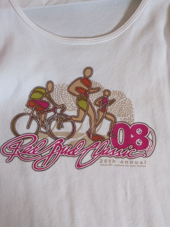 Hanes Tops - Hanes White T-shirt with Pink, Green & Brown Event Graphic